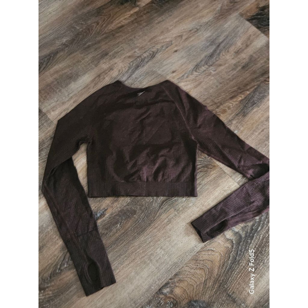 Women's Gymshark Brown Long Sleeve Crop Top S